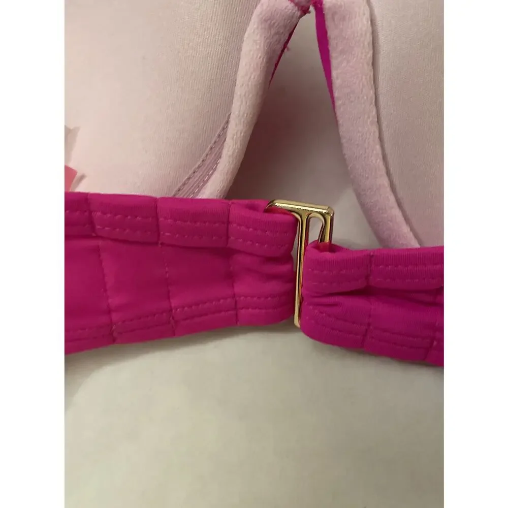 Victoria's Secret Women's Size 32DD Solid Pink Wrap Tie Around Bikini Top - EUC